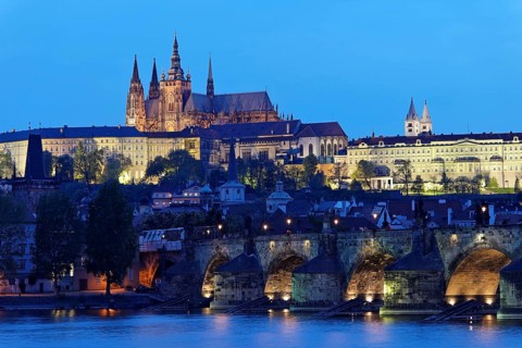 Prague, Charles Bridge, Hradcany Castle and the Vltava River
