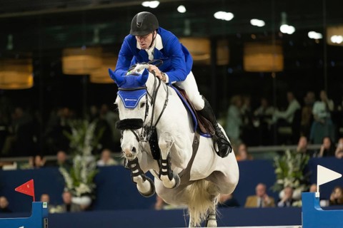Juri Vrieling of Netherlands competes in 1.60m FEI Jumping World Cup at Jumping Amsterdam in