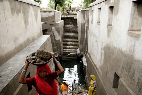 Construction going on by community service, Dilwara, Rajasthan, India