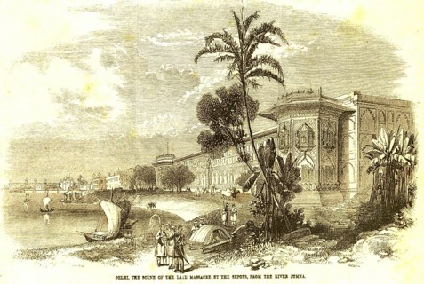 Military and munity mutiny views Delhi scene of late massacre by Sepoys soldiers from river Jumna