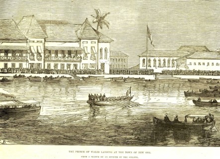 The Prince of Wales landing at the town of new Goa, India