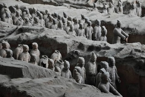 XIAN, CHINA - October 29, 2017: Terracotta Army. Clay soldiers of the Chinese emperor. Sculptures