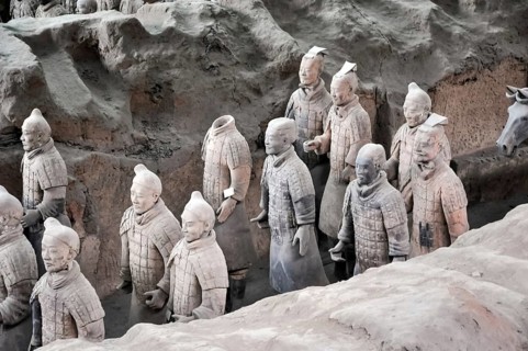 XIAN, CHINA - October 29, 2017: Terracotta Army. Clay soldiers of the Chinese emperor. Sculptures