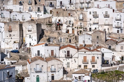 The old houses of Monte Sant Angelo in the Gargano mountains in the Italian region of Apulia