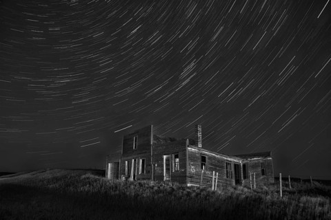Star Trails Night Photography Saskatchewan Canada dark