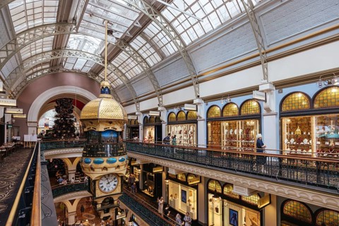 SYDNEY, AUSTRALIA, DECEMBER 04 2023: The beautiful heritage interior of Queen Vic Building at