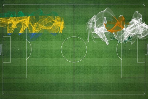 Gabon vs Cyprus Soccer Match, national colors, national flags, soccer field, football game,