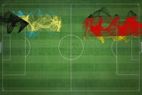 Bahamas vs Germany Soccer Match, national colors, national flags, soccer field, football game,