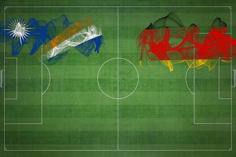 Marshall Islands vs Germany Soccer Match, national colors, national flags, soccer field, football