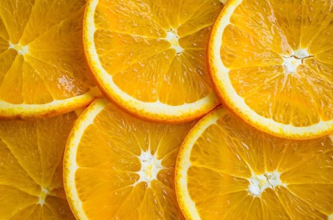 Slices of orange or tangerine isolated on white background