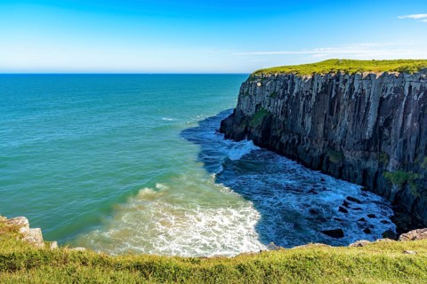 Guarita stone in the city of Torres in Rio Grande do Sul with its cliffs ending in the sea with
