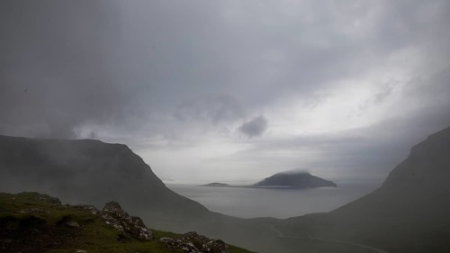 The wild landscape of the Faroe Islands in the North Atlantic