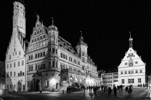 Market square with new town hall and council drinking parlour, Rothenburg ob der Tauber, district