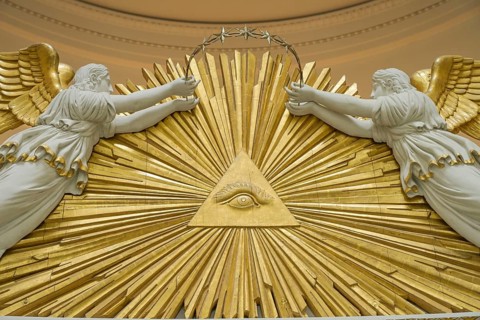 Decorative element, eye, symbolic photo of divinity, grave chapel on Württemberg, Stuttgart,
