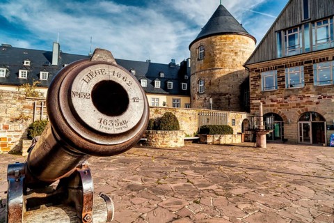 Waldeck Castle with pillory, Hesse, Germany
