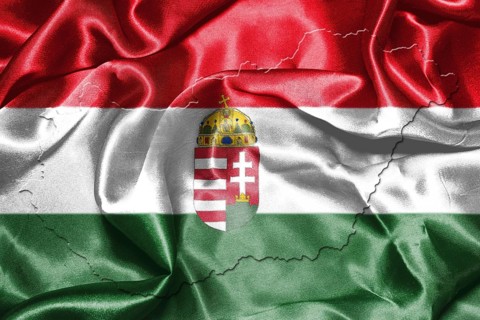 Hungarian National Flag And Map Waving in the Wind 3D illustration