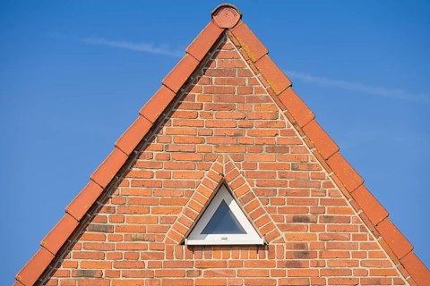 Roof gable, small window, detached house, Rosenwinkel, Bad Doberan, Mecklenburg-Vorpommern, Germany