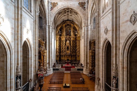 Salamanca, Spain, January 15, 2022: Interior view of the church of the Monastery of San Esteban