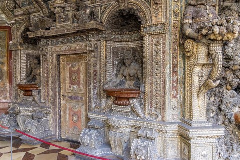 Detail of the shell sculptures in the Grottenhof in the Munich Residence, Munich, Upper Bavaria,