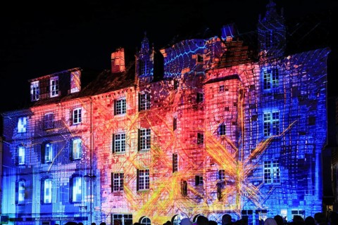 Projections on the façade of the Maison de la Duchesse Anne, light show at the turn of the year in
