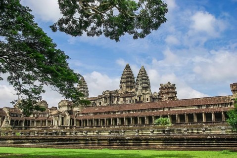 Stone Gate of Angkor Thom in Cambodia, Siem Reap Angkor