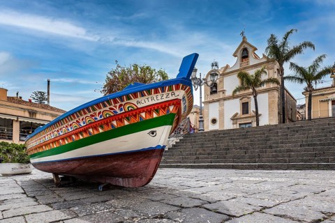 View of the main square of Aci Trezza