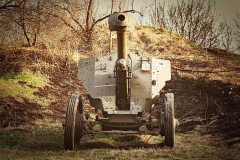An Old Artillery Gun in the Field Silistra, Bulgaria