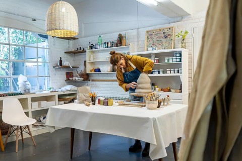 Crafting beauty in a vibrant pottery studio