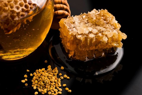 Fresh honey with honeycomb