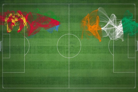 Eritrea vs Ivory Coast Soccer Match, national colors, national flags, soccer field, football game,
