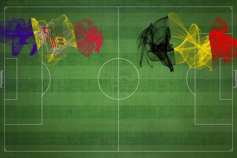Andorra vs Belgium Soccer Match, national colors, national flags, soccer field, football game,