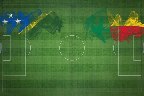 Solomon Islands vs Benin Soccer Match, national colors, national flags, soccer field, football