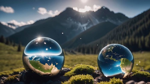 World globe cystal glass. Environmental conservation World environment day. Global business for