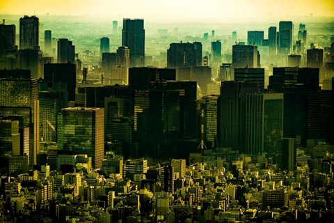Tokyo buildings and dusk sky. Shooting Location: Sumida Ward, Tokyo