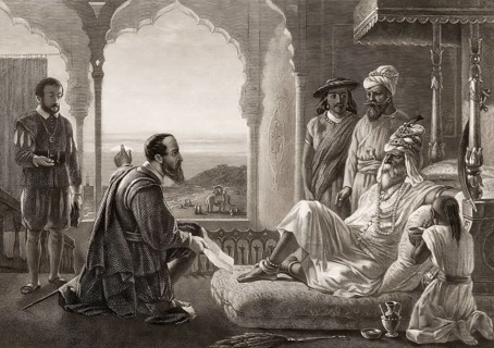 Vasco da Gama presenting a letter from the King of Portugal to the Samudrin von Calicut, Kozhikode,