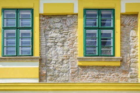 New Facade of a Building With the Fragment of Old One Szekesfehervar, Hungary