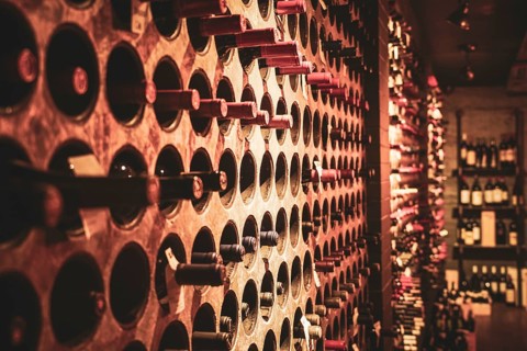 Row of wine racks. Shooting Location: Toronto