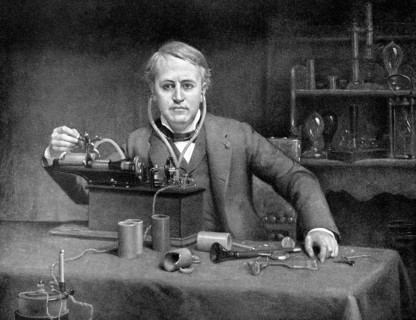 Thomas Edison (1847-1931) on antique print from 1899. American inventor and businessman. After A