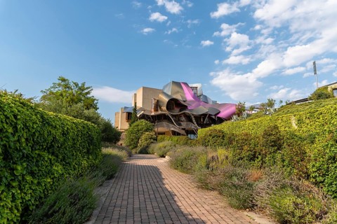 Elciego, Spain, 6 August 2020: Winery of Marques de Riscal in Alava, Basque Country. The futuristic