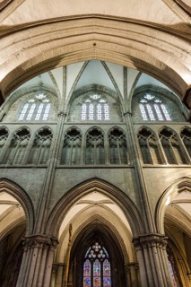 Dol-de-Bretagne, France, July 25, 2018: Interior view of the Cathedral of Saint Samson. The