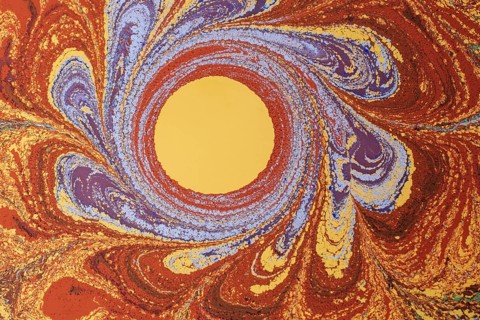Beautiful abstract art of Ebru marbling painting techniques on water
