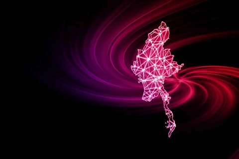 Map of Myanmar, Polygonal mesh line map, modern map