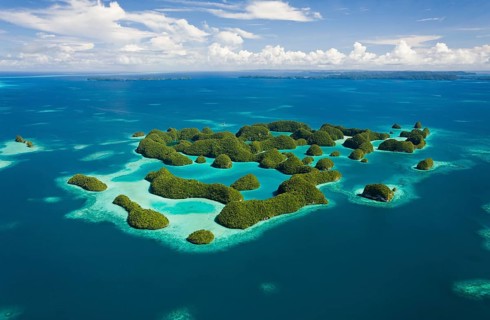Aerial view of Seventy Islands, Micronesia, Palau