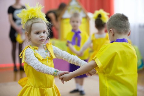 Belarus, the city of Gomel on March 2, 2018. Kindergarten for children. Children's holiday.Little