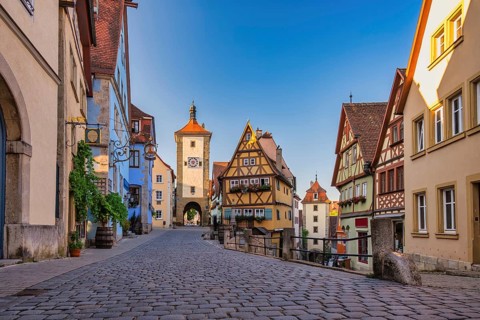 Rothenburg ob der Tauber Germany, city skyline at Plonlein the Town on Romantic Road of Germany