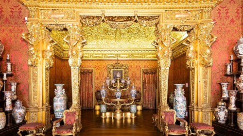 Turin, Italy, April, 2023: Royal Palace Chinese Cheramics Room. Luxury elegant ancient interior,