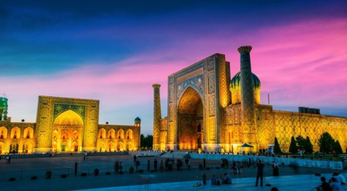 Registan, an old public square in the heart of the ancient city of Samarkand, Uzbekistan