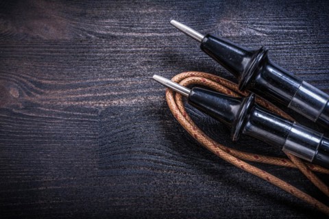 Long-term electrical tester for wood surface Electricity concept
