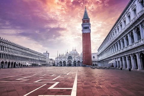 panoramic view at the san marco square in venice