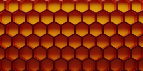 Red honeycomb or hexagon background us as header or backdrop, 3d rendering